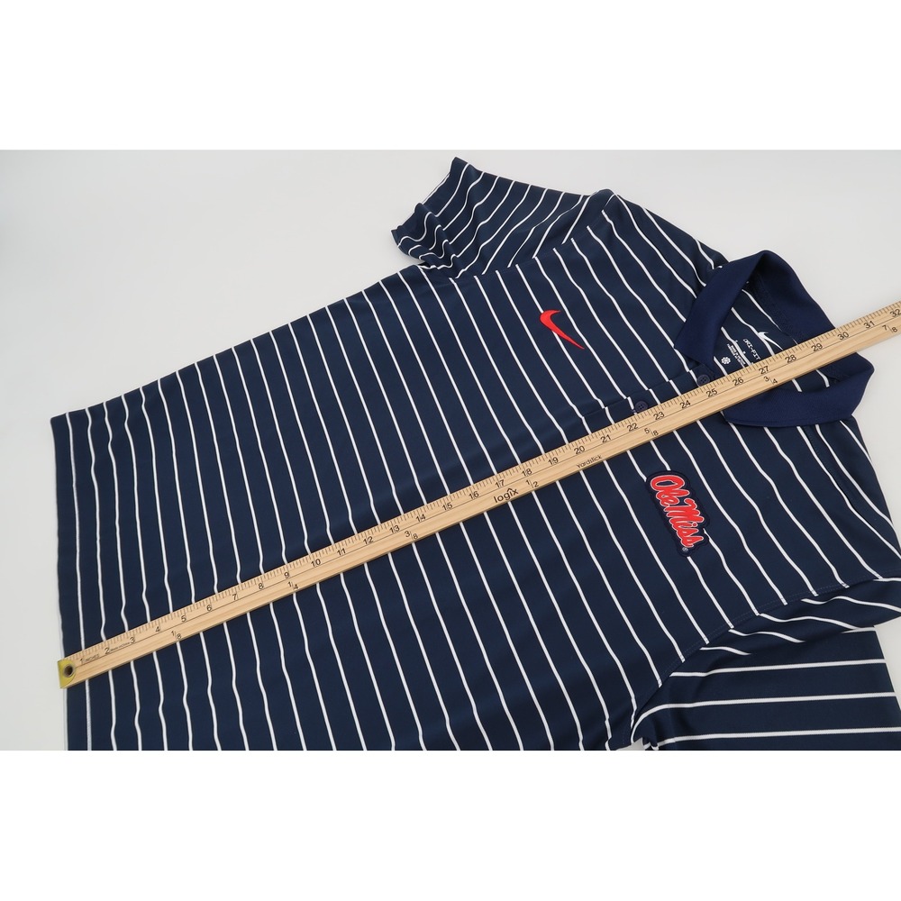 Nike Polo Shirt Mens Medium Navy Ole Miss Rebels Dri-FIT Victory Striped - Picture 12 of 13